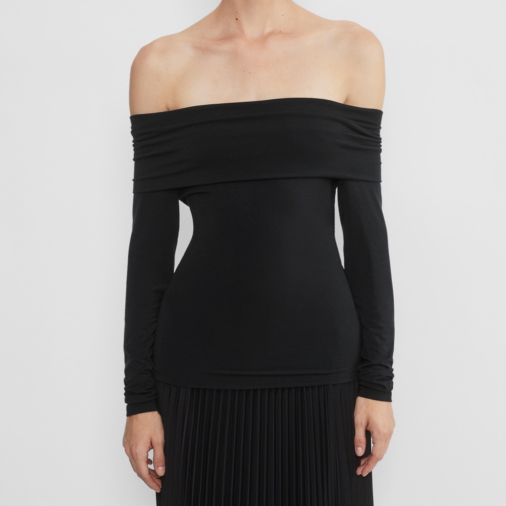 aritzia Off-Shoulder Black Long Sleeve Top